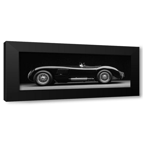 1951 Jaguar C-Type (BW) Black Modern Wood Framed Art Print by Heiny, Don