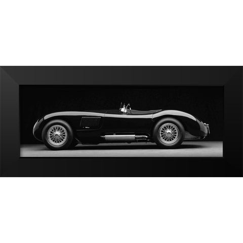 1951 Jaguar C-Type (BW) Black Modern Wood Framed Art Print by Heiny, Don