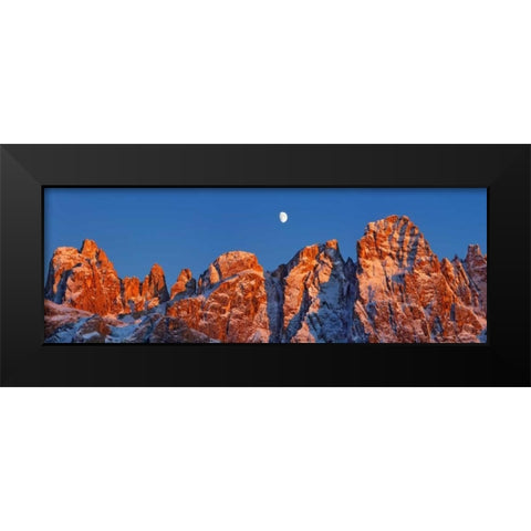 Pale di San Martino and moon, Italy Black Modern Wood Framed Art Print by Krahmer, Frank