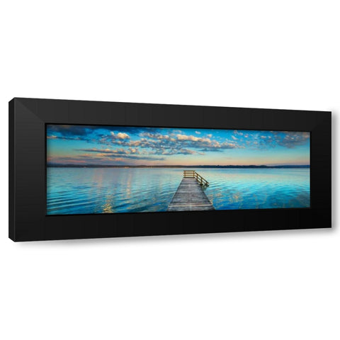 Boat ramp and filigree clouds, Bavaria, Germany Black Modern Wood Framed Art Print with Double Matting by Krahmer, Frank