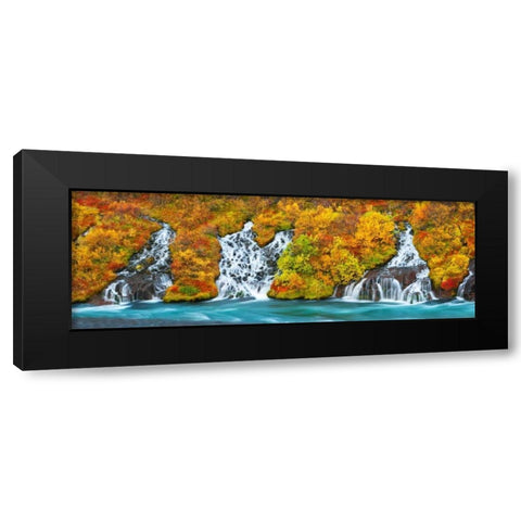 Hraunfossar Waterfall, Iceland Black Modern Wood Framed Art Print by Krahmer, Frank