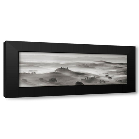Val dOrcia panorama- Siena- Tuscany (BW) Black Modern Wood Framed Art Print by Krahmer, Frank