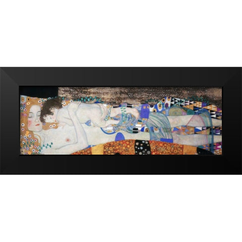 The Three Ages of Woman Black Modern Wood Framed Art Print by Klimt, Gustav