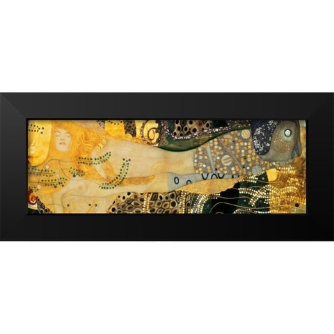 Water Serpents I Black Modern Wood Framed Art Print by Klimt, Gustav