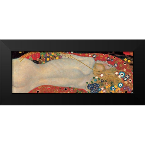 Sea Serpents I Black Modern Wood Framed Art Print by Klimt, Gustav