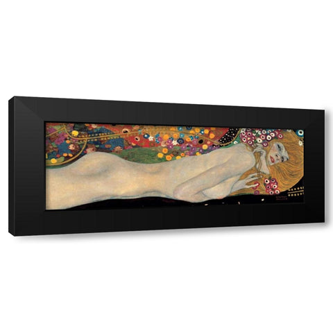 Sea Serpents II Black Modern Wood Framed Art Print with Double Matting by Klimt, Gustav