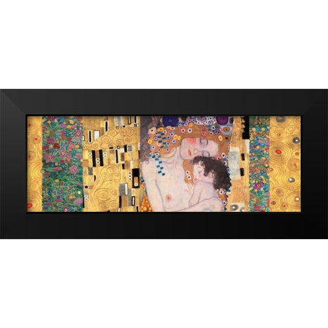 Deco Panel-The Three Ages of Woman Black Modern Wood Framed Art Print by Klimt, Gustav