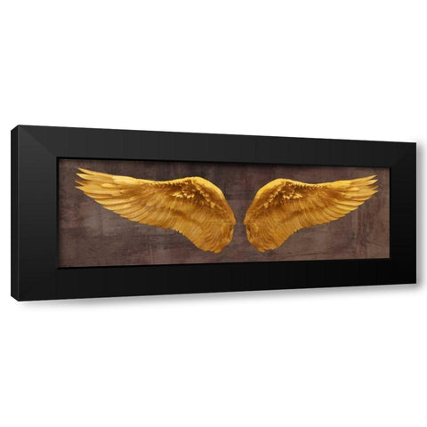Angel Wings (Gold I) Black Modern Wood Framed Art Print by Joannoo