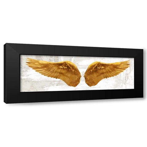 Angel Wings (Gold II) Black Modern Wood Framed Art Print by Joannoo