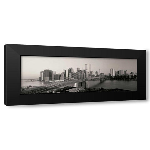 Brooklyn Bridge and Manhattan at Sunrise Black Modern Wood Framed Art Print with Double Matting by Sohm, Joseph