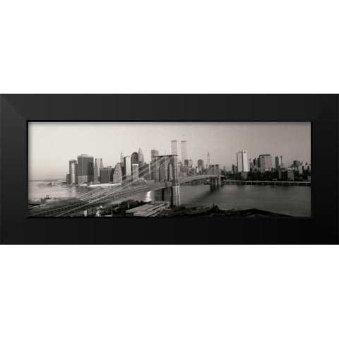 Brooklyn Bridge and Manhattan at Sunrise Black Modern Wood Framed Art Print by Sohm, Joseph