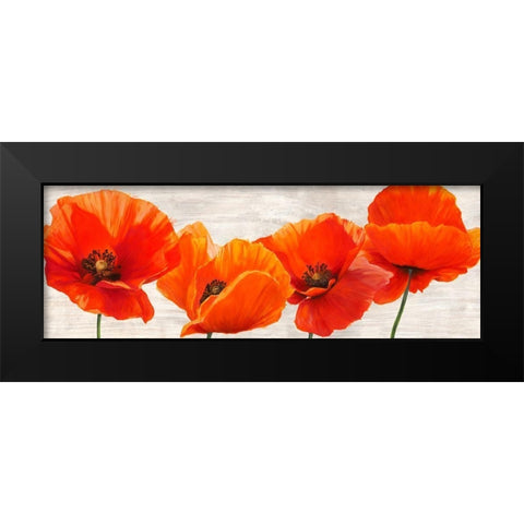 Bright Poppies Black Modern Wood Framed Art Print by Jenny, Thomlinson