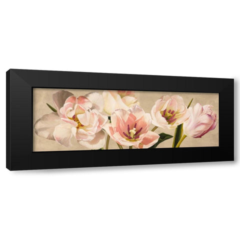 White Flowers Black Modern Wood Framed Art Print with Double Matting by Villa, Luca