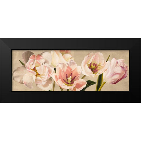 White Flowers Black Modern Wood Framed Art Print by Villa, Luca