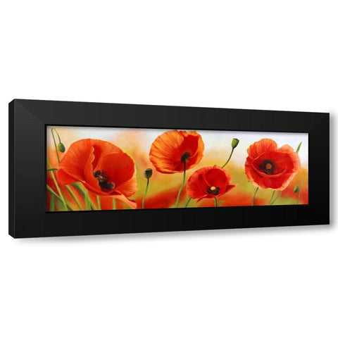 Poppies in the wind Black Modern Wood Framed Art Print by Villa, Luca