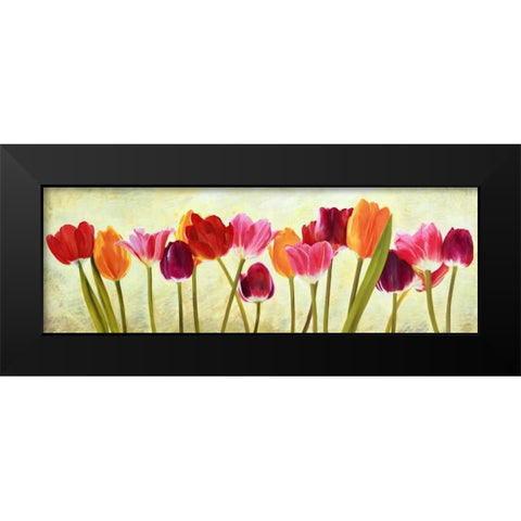 Tulip parade Black Modern Wood Framed Art Print by Villa, Luca