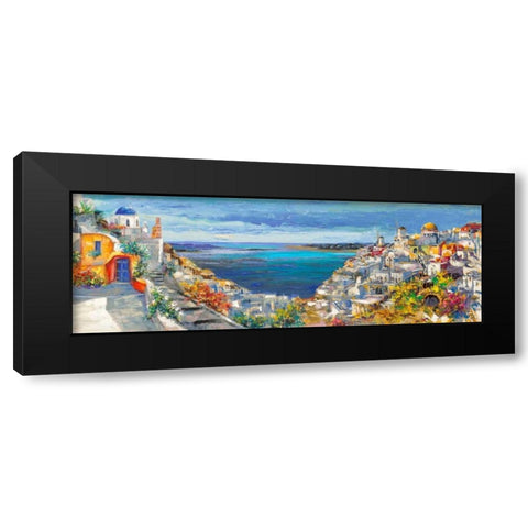 Santorini Black Modern Wood Framed Art Print with Double Matting by Florio, Luigi