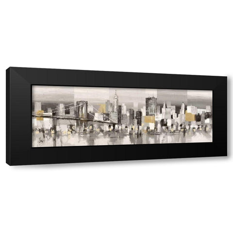 Manhattan and Brooklyn Bridge Black Modern Wood Framed Art Print with Double Matting by Florio, Luigi