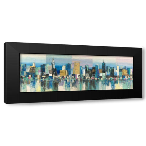 Manhattan Aqua Black Modern Wood Framed Art Print with Double Matting by Florio, Luigi