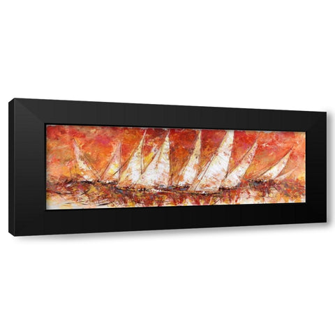 Regata al tramonto Black Modern Wood Framed Art Print with Double Matting by Florio, Luigi