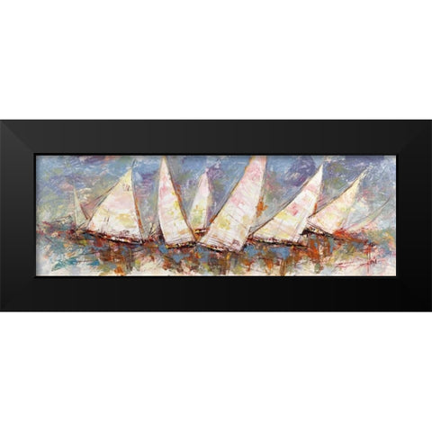 Regata al mattino Black Modern Wood Framed Art Print by Florio, Luigi
