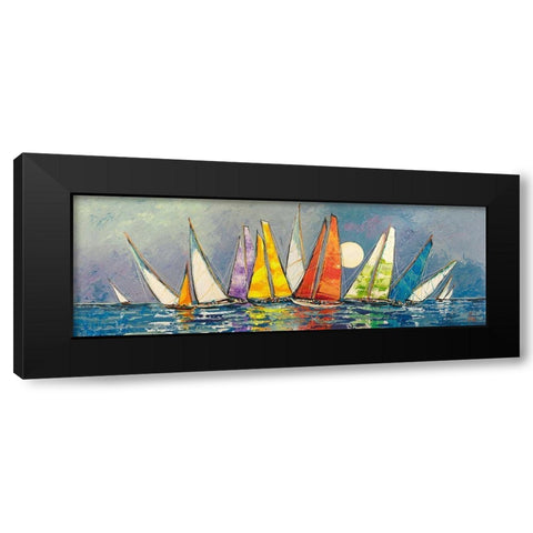 Regata al chiar di Luna II Black Modern Wood Framed Art Print with Double Matting by Florio, Luigi