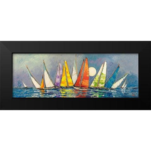 Regata al chiar di Luna II Black Modern Wood Framed Art Print by Florio, Luigi