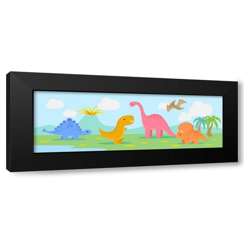 Lil Dinos Black Modern Wood Framed Art Print with Double Matting by MalÃ¬a, Rodrigues