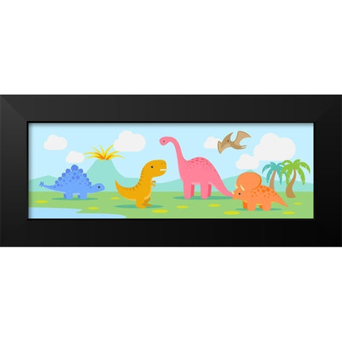 Lil Dinos Black Modern Wood Framed Art Print by MalÃ¬a, Rodrigues