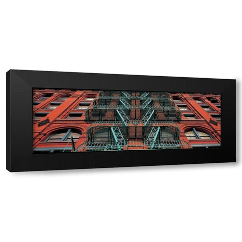 The Puck Building Facade Soho NYC Black Modern Wood Framed Art Print with Double Matting by Berenholtz, Richard