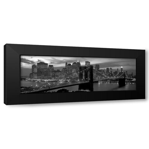 Brooklyn Bridge and Skyline Black Modern Wood Framed Art Print with Double Matting by Berenholtz, Richard