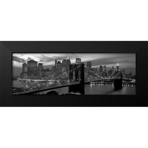 Brooklyn Bridge and Skyline Black Modern Wood Framed Art Print by Berenholtz, Richard