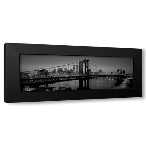 Manhattan Bridge and Skyline Black Modern Wood Framed Art Print by Berenholtz, Richard