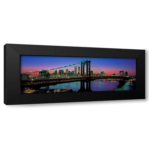 Manhattan Bridge and Skyline Black Modern Wood Framed Art Print by Berenholtz, Richard
