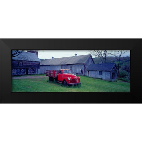 Red Vintage Pickup Black Modern Wood Framed Art Print by Berenholtz, Richard