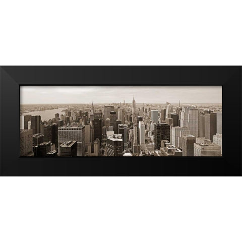 Manhattan Looking South Black Modern Wood Framed Art Print by Berenholtz, Richard