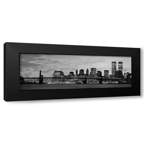 Manhattan at night Black Modern Wood Framed Art Print with Double Matting by Berenholtz, Richard