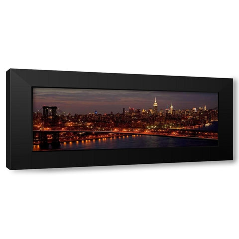 Midtown Manhattan and Williamsburg Bridge Black Modern Wood Framed Art Print with Double Matting by Berenholtz, Richard
