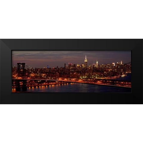 Midtown Manhattan and Williamsburg Bridge Black Modern Wood Framed Art Print by Berenholtz, Richard