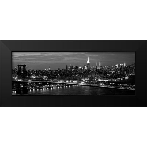 Midtown Manhattan and Williamsburg Bridge Black Modern Wood Framed Art Print by Berenholtz, Richard