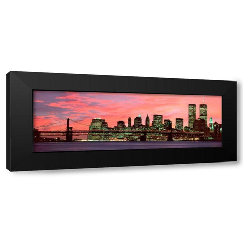 Manhattan at night Black Modern Wood Framed Art Print with Double Matting by Berenholtz, Richard