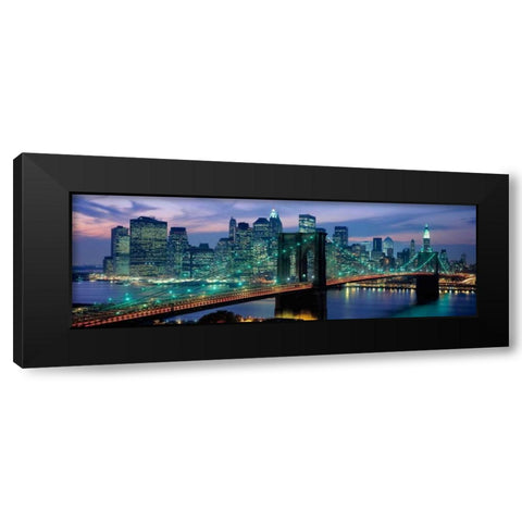 Brooklyn Bridge and Skyline Black Modern Wood Framed Art Print with Double Matting by Berenholtz, Richard