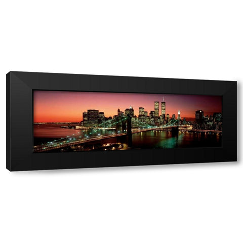 Brooklyn Bridge NYC Black Modern Wood Framed Art Print with Double Matting by Berenholtz, Richard