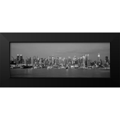 Manhattan Skyline NYC Black Modern Wood Framed Art Print by Berenholtz, Richard