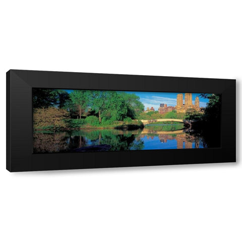 Bow Bridge and Central Park West View NYC Black Modern Wood Framed Art Print with Double Matting by Berenholtz, Richard