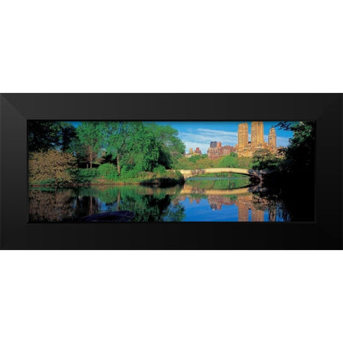 Bow Bridge and Central Park West View NYC Black Modern Wood Framed Art Print by Berenholtz, Richard