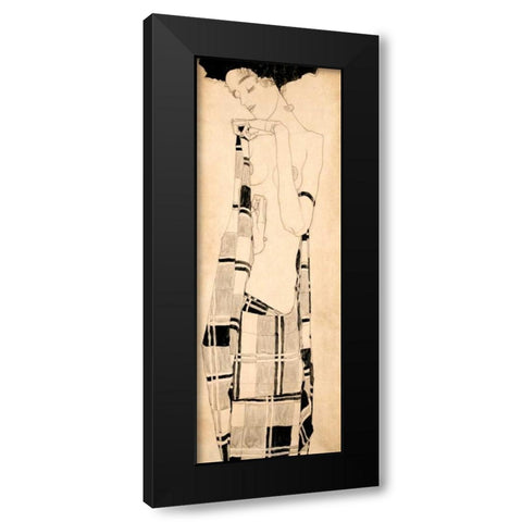 Standing Girl Black Modern Wood Framed Art Print by Schiele, Egon