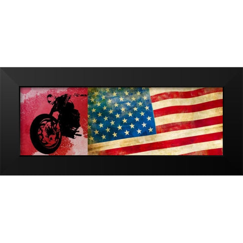 On the Road USA Black Modern Wood Framed Art Print by Hill, Steven