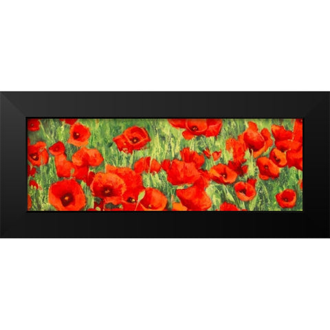 Poppy Field Black Modern Wood Framed Art Print by Mei, Silvia
