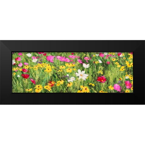 Field of Flowers Black Modern Wood Framed Art Print by Mei, Silvia